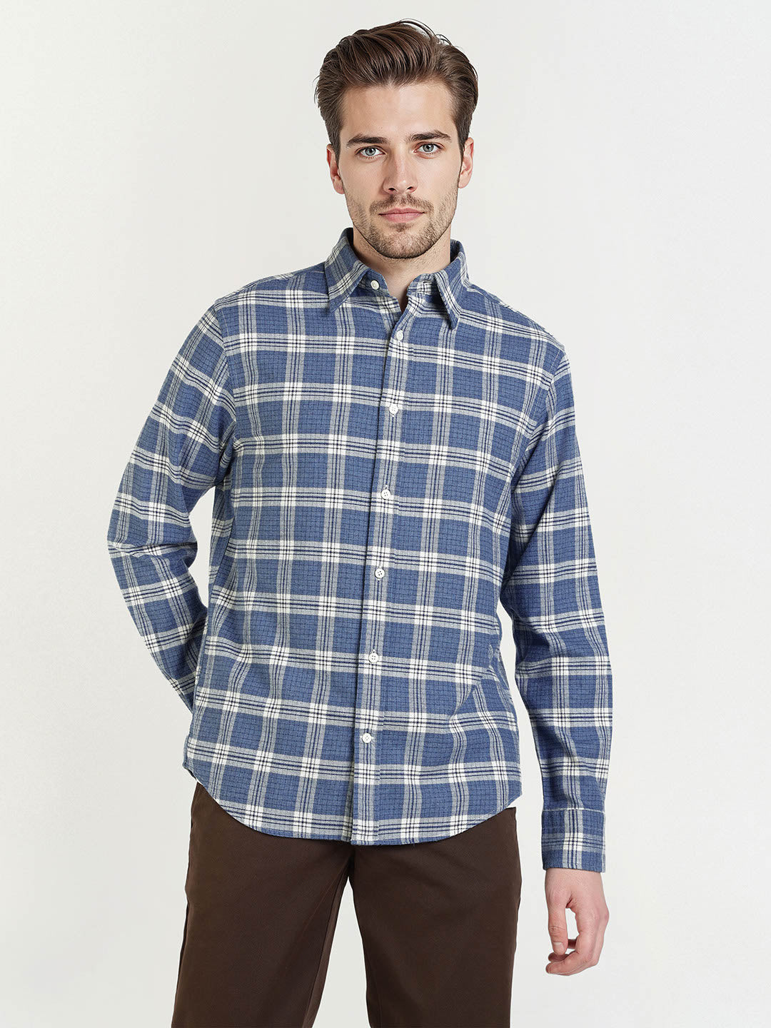 Gant Men Blue Checks Collar Shirt