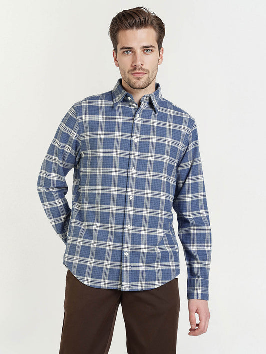 Gant Men Blue Checks Collar Shirt