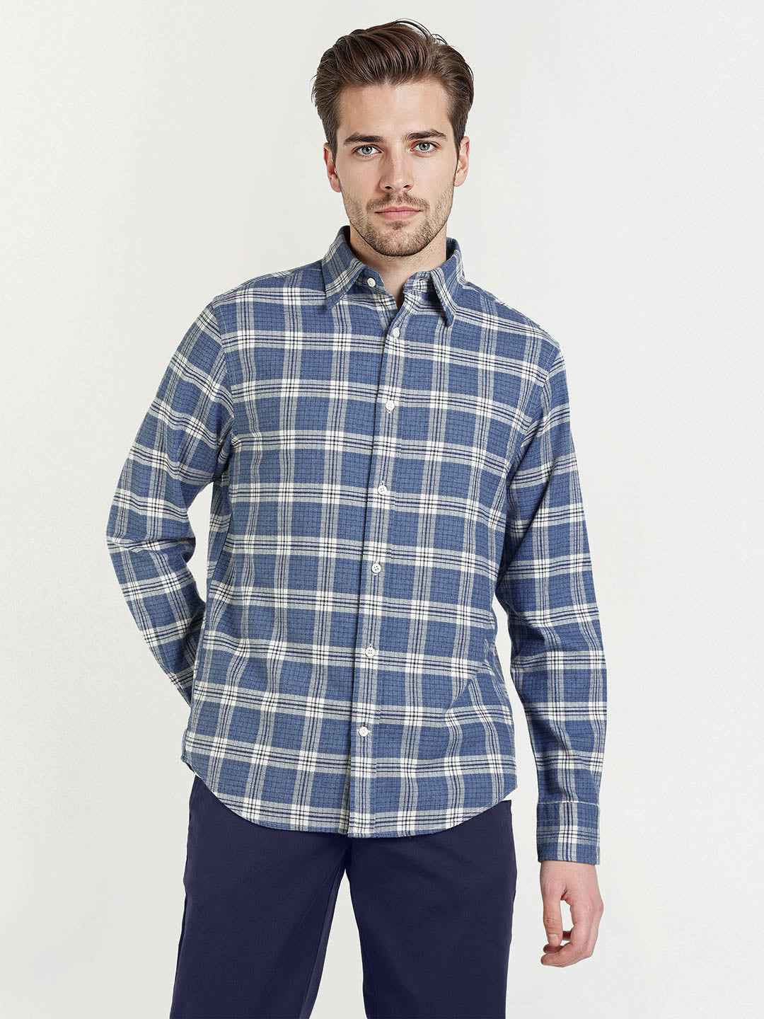 Gant Men Blue Checks Collar Shirt