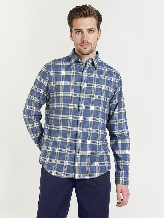 Gant Men Blue Checks Collar Shirt