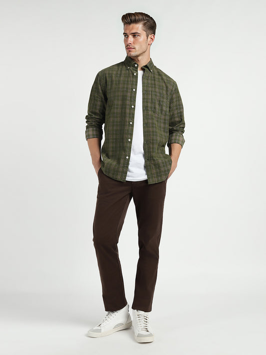 Gant Men Green Checks Collar Shirt