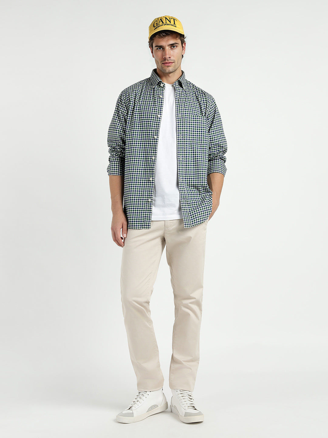 Gant Men Green Checks Collar Shirt