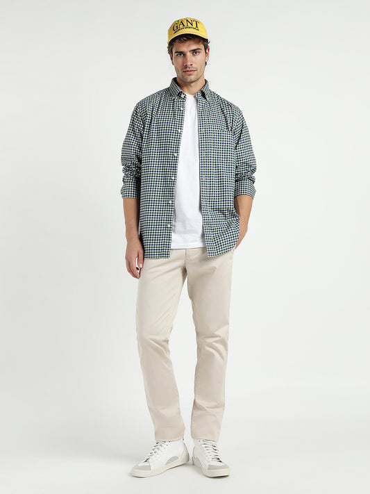 Gant Men Green Checks Collar Shirt