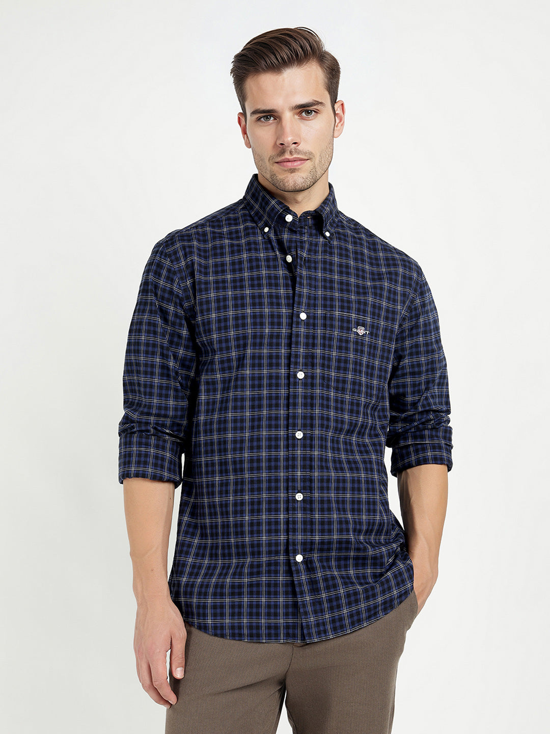 Gant Men Blue Checks Collar Shirt