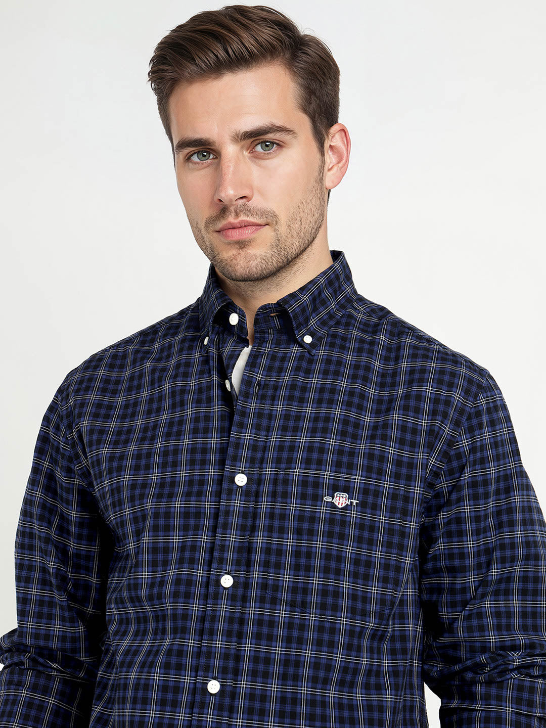 Gant Men Blue Checks Collar Shirt