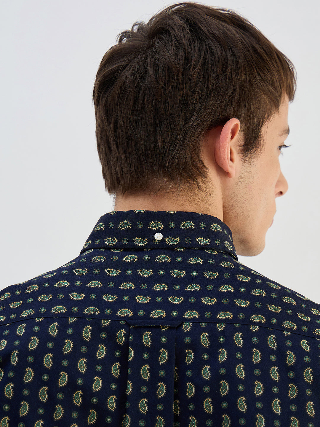 Gant Men Navy Blue Printed Pure Cotton Collared Shirt