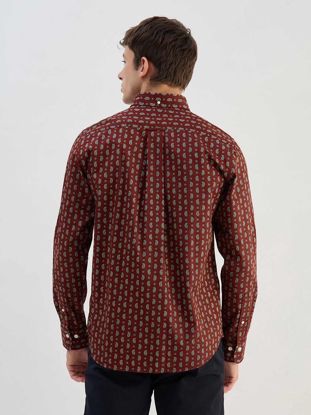 Gant Men Red Printed Pure Cotton Collared Shirt