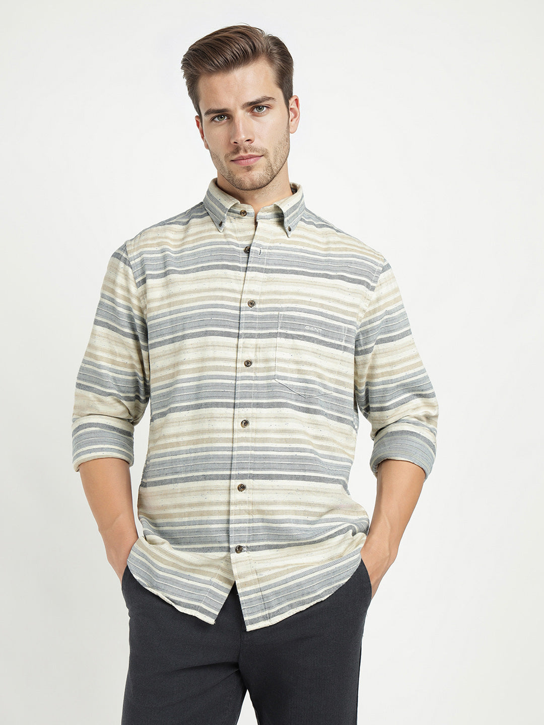 Gant Men Blue Striped Collar Shirt