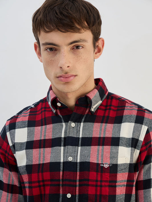 Gant Men Red Check Collared Regular Fit Shirt