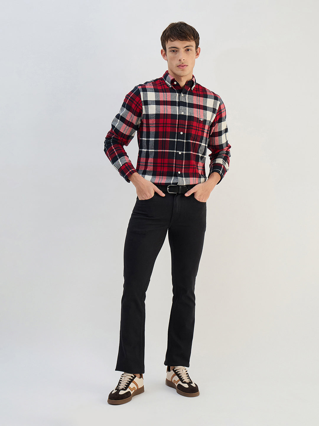 Gant Men Red Check Collared Regular Fit Shirt