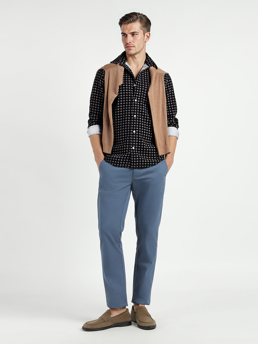 Gant Men Blue Printed Collar Shirt