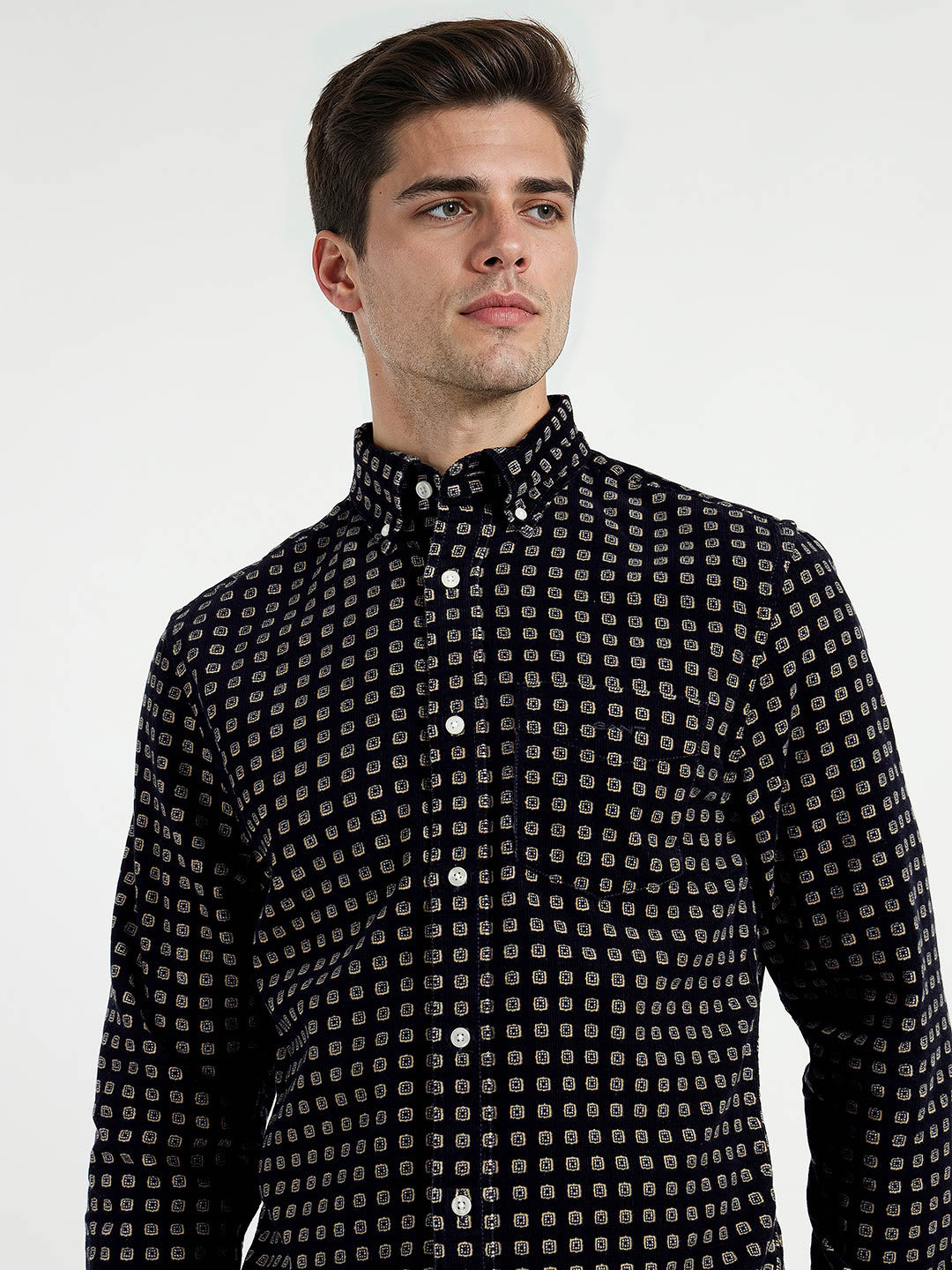 Gant Men Blue Printed Collar Shirt