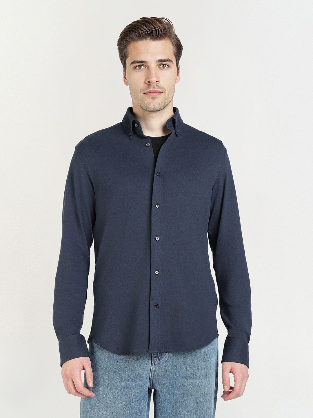 Gant Men Blue Solid Collar Shirt