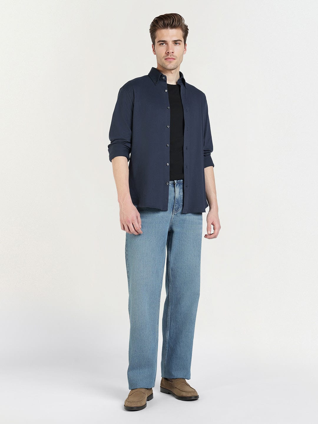 Gant Men Blue Solid Collar Shirt