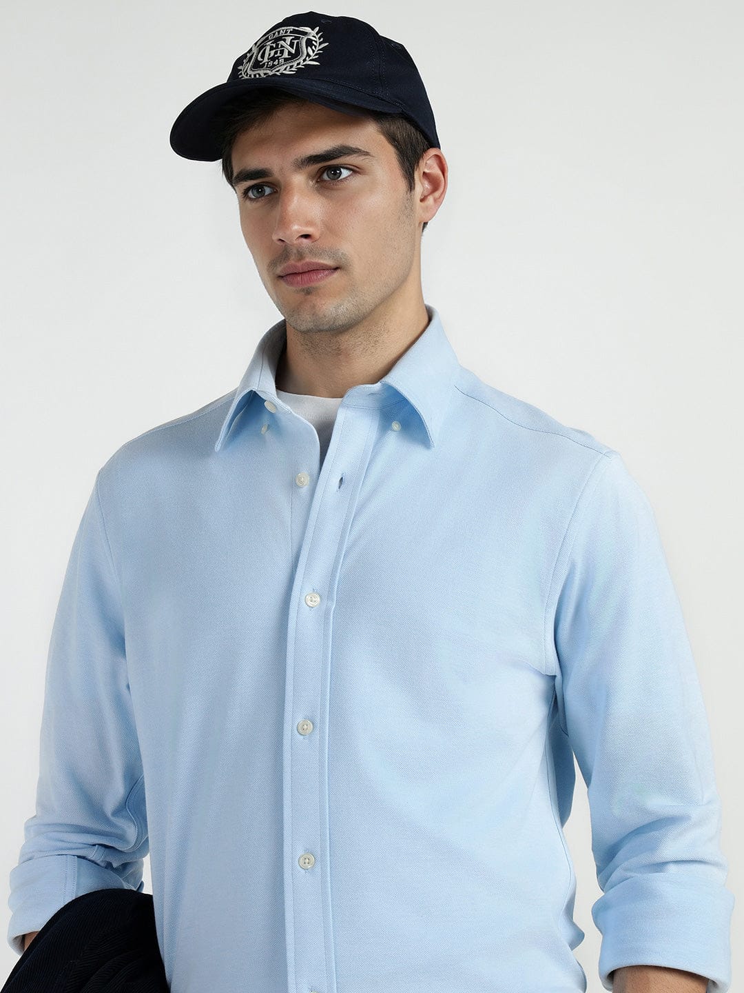 Gant Men Blue Solid Collar Shirt