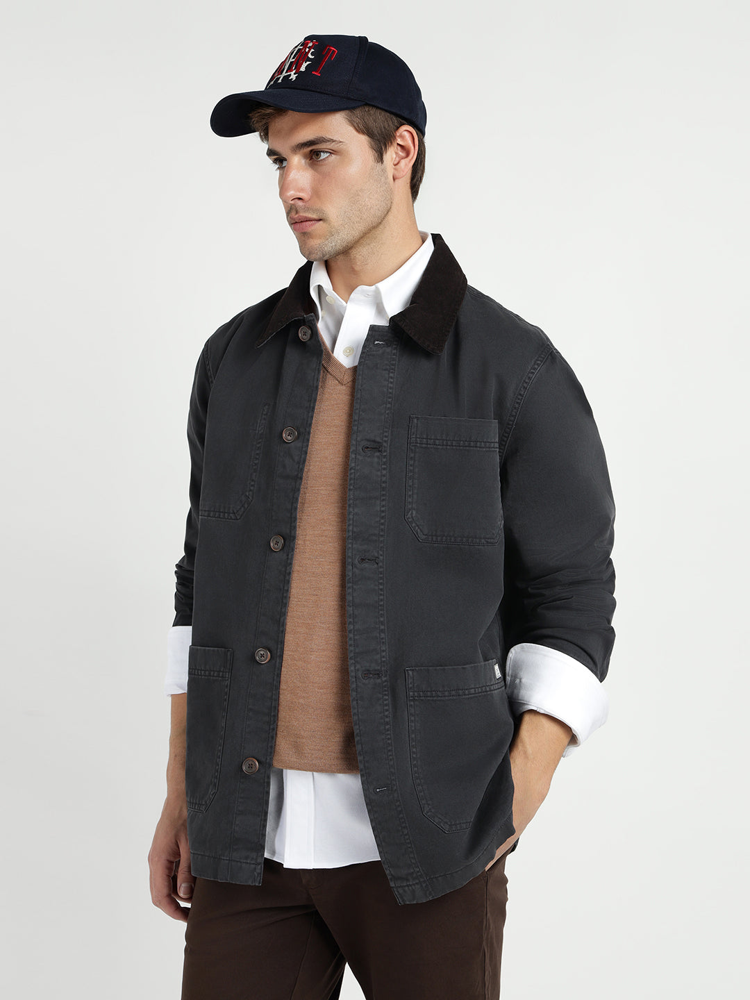 Gant Men Black Solid Collar Shirt