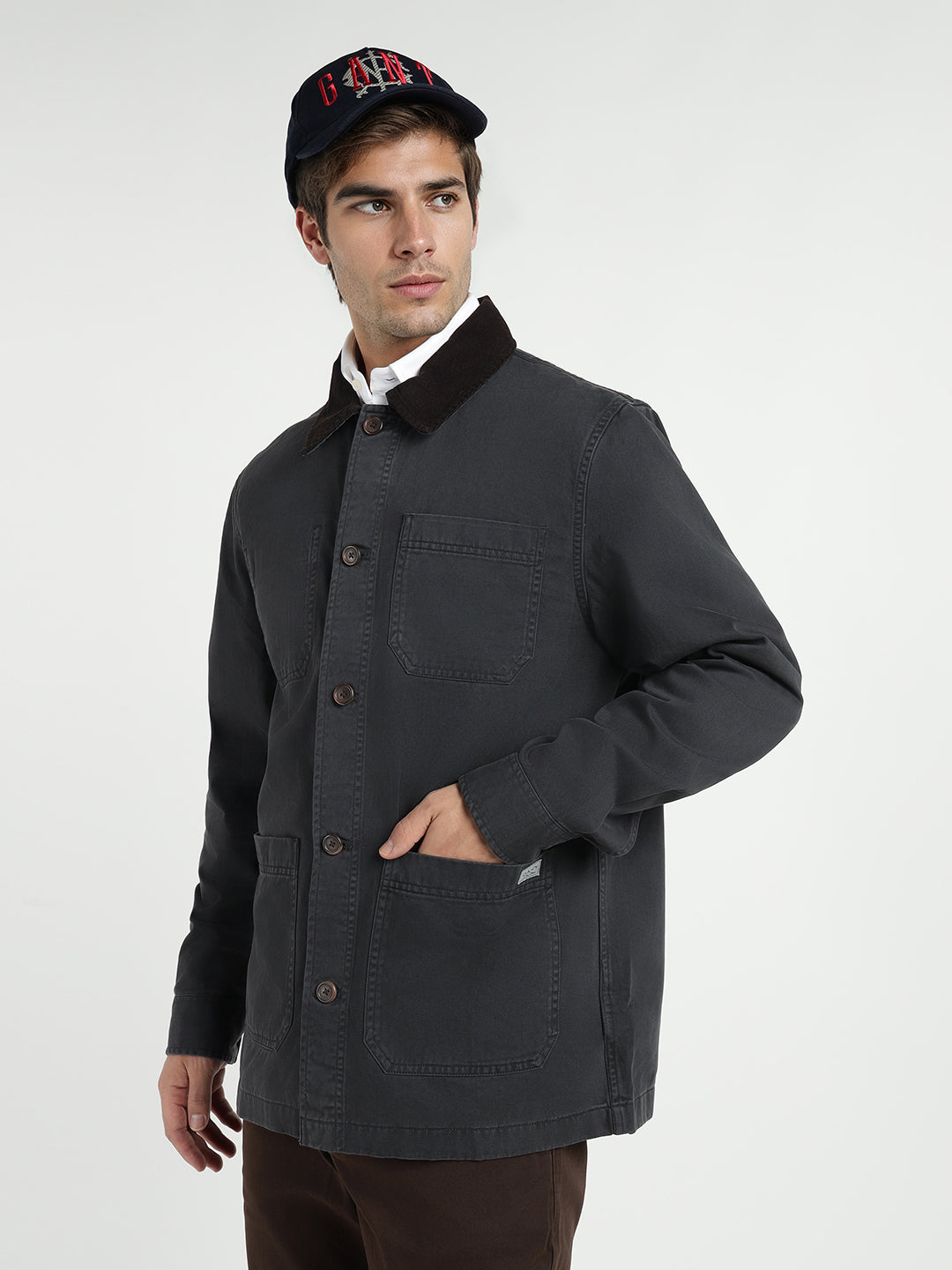 Gant Men Black Solid Collar Shirt