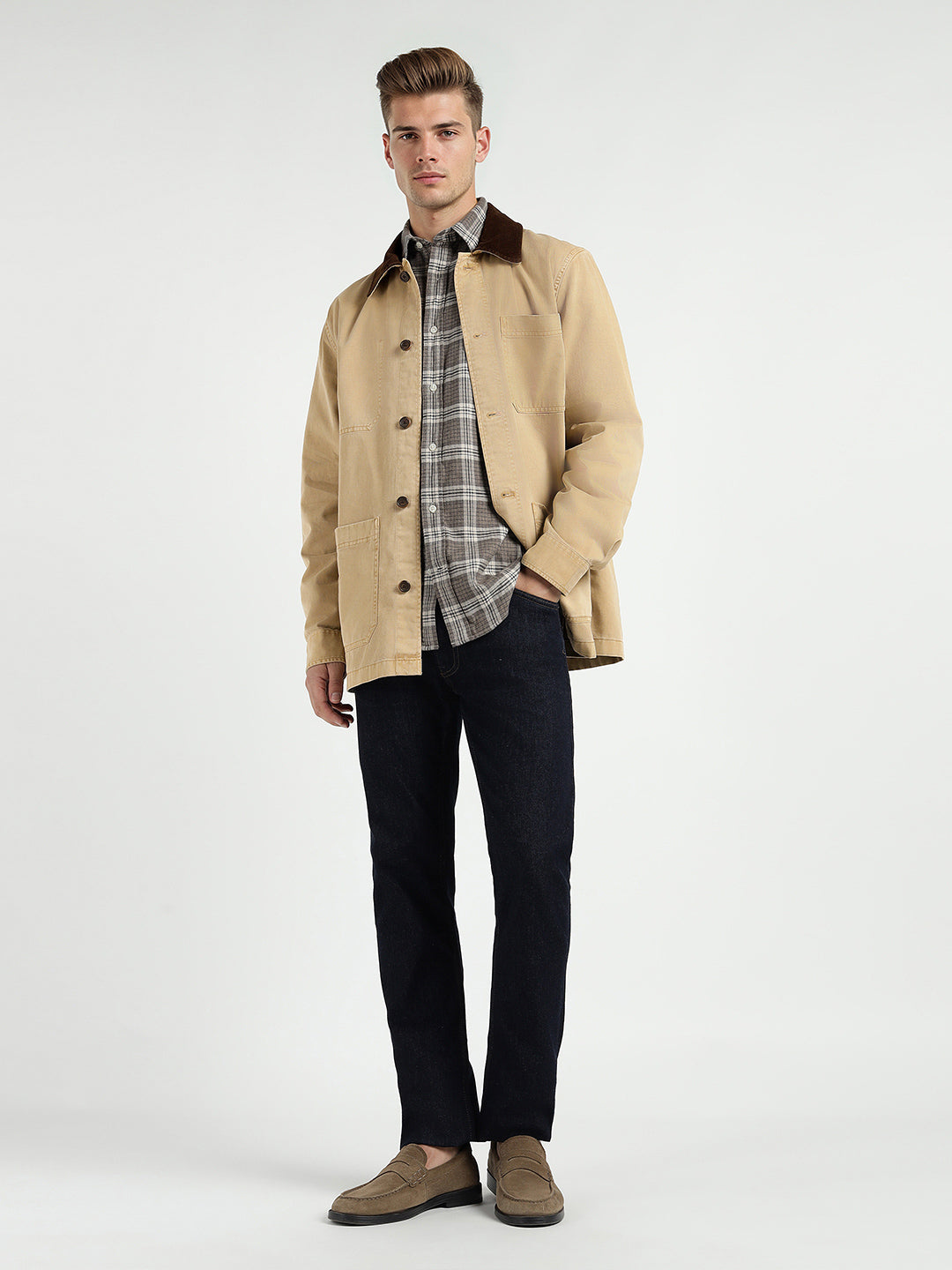 Gant Men Beige Solid Collar Shirt