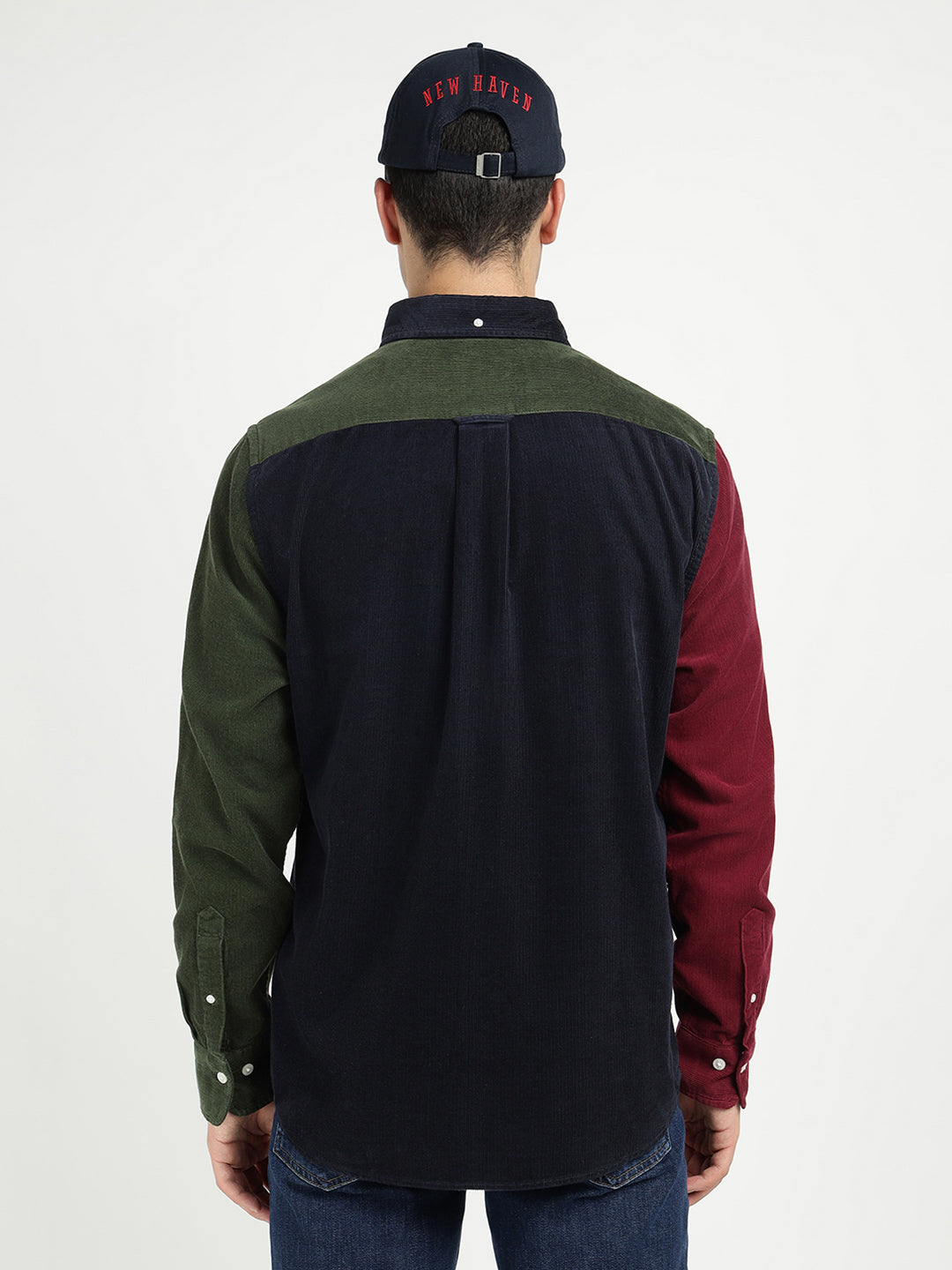 Gant Men Green Coloublocked Collar Shirt