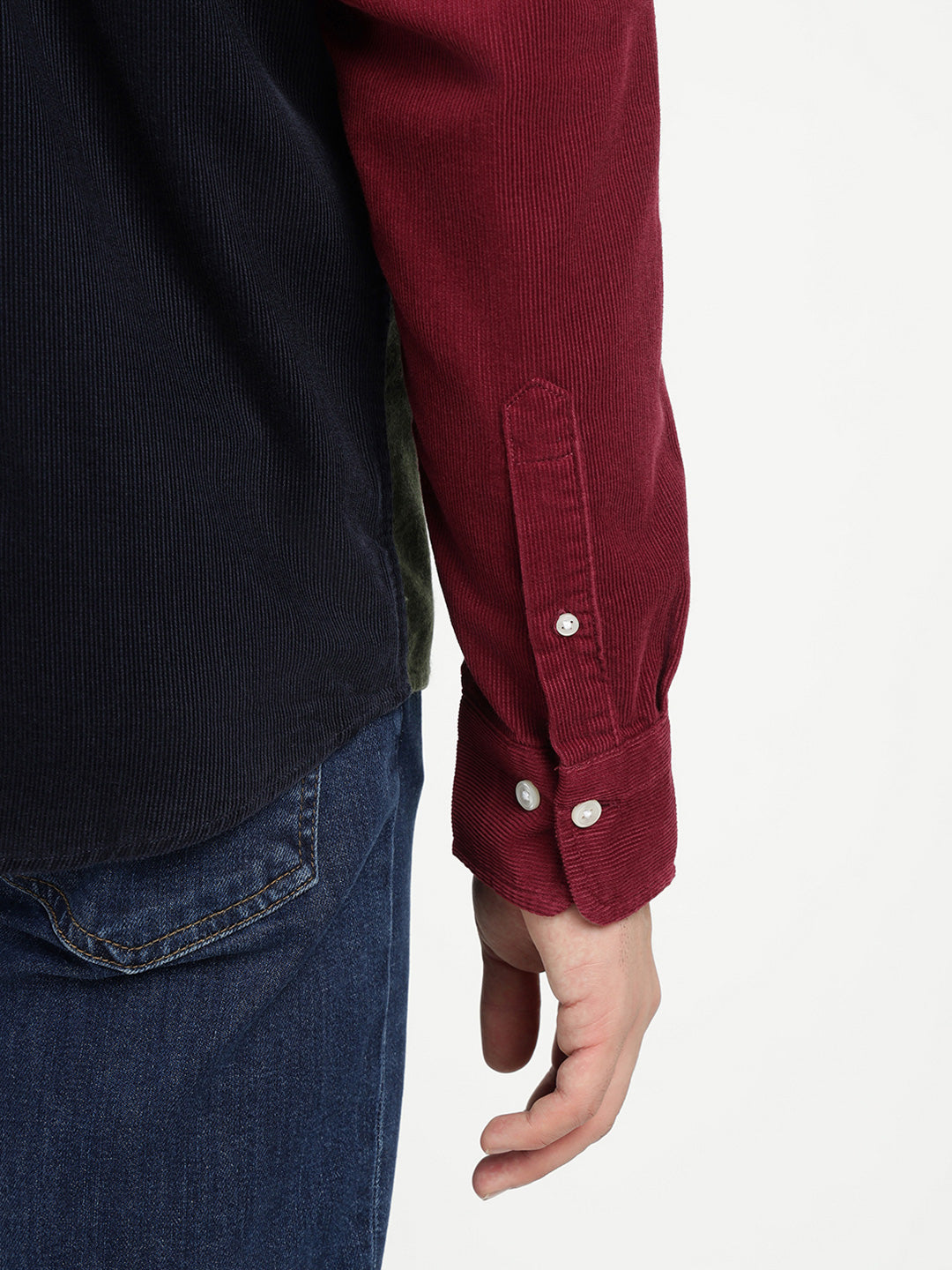 Gant Men Green Coloublocked Collar Shirt