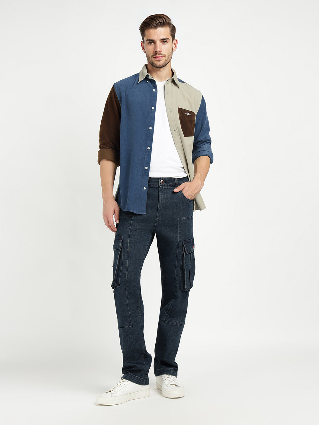 Gant Men Blue Coloublocked Collar Shirt