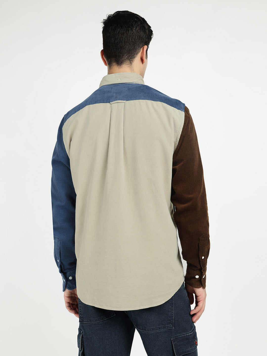 Gant Men Blue Coloublocked Collar Shirt