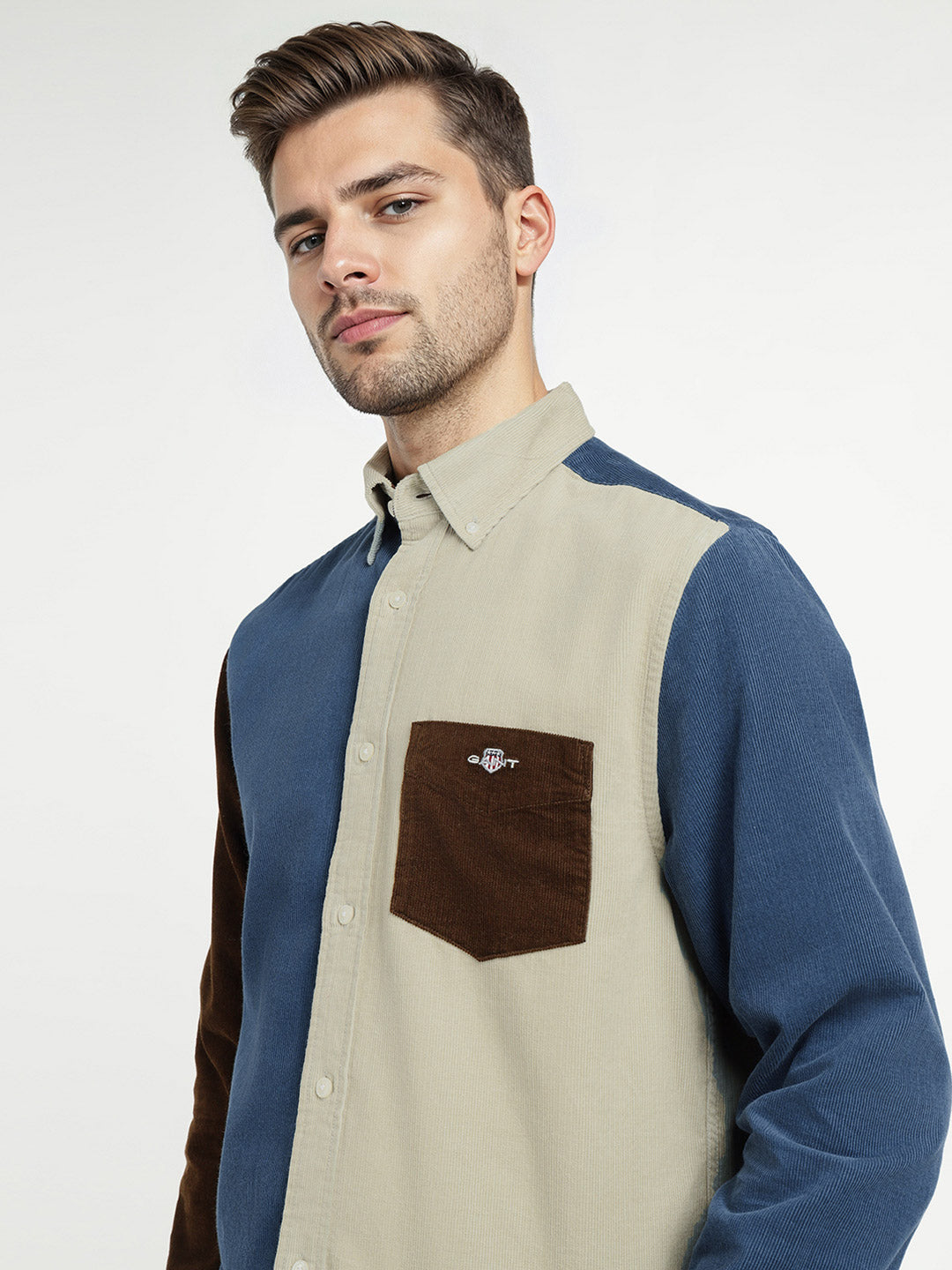 Gant Men Blue Coloublocked Collar Shirt