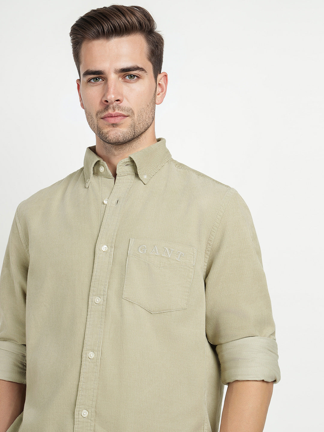 Gant Men Beige Solid Collar Shirt