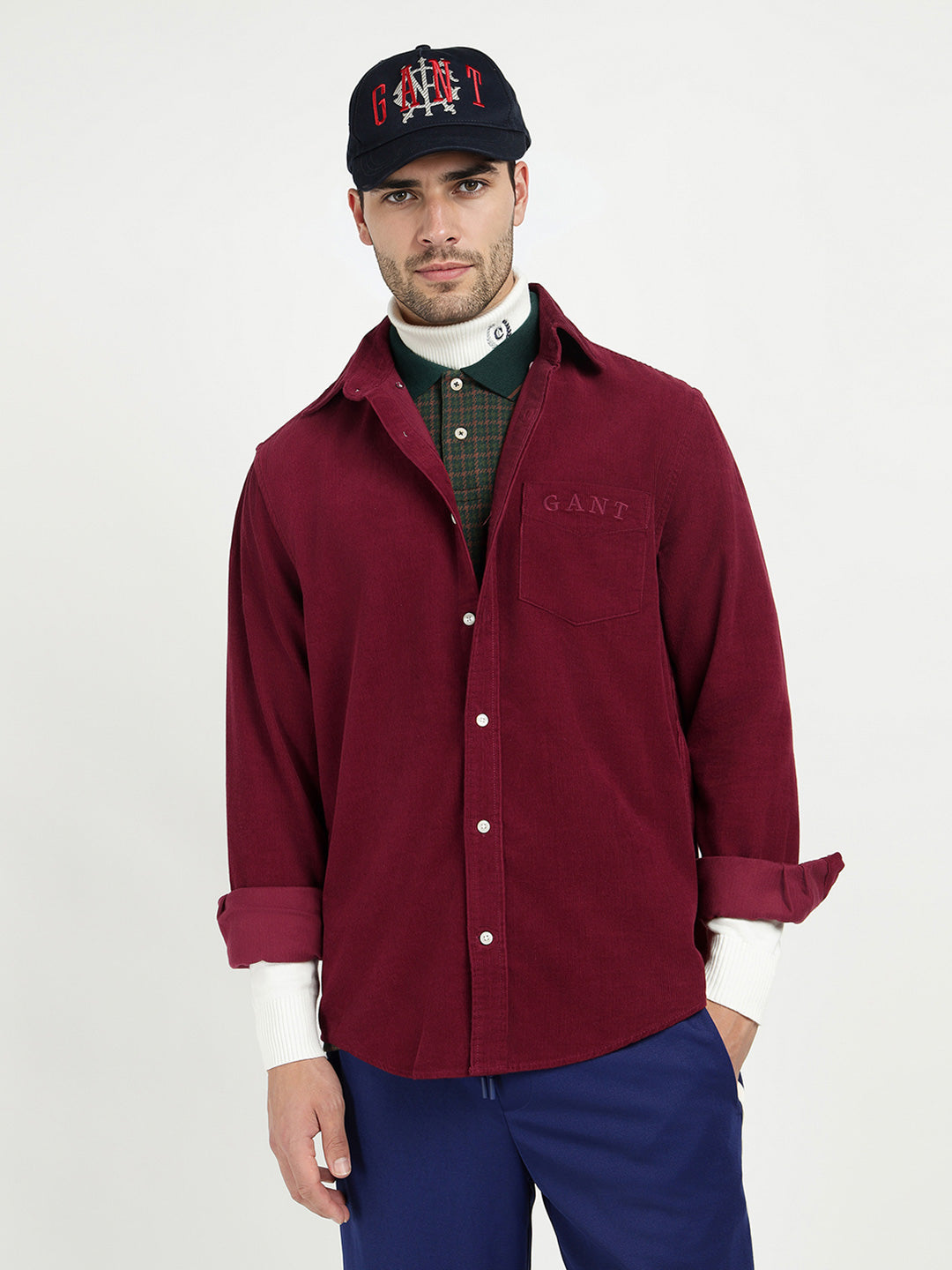 Gant Men Red Solid Collar Shirt