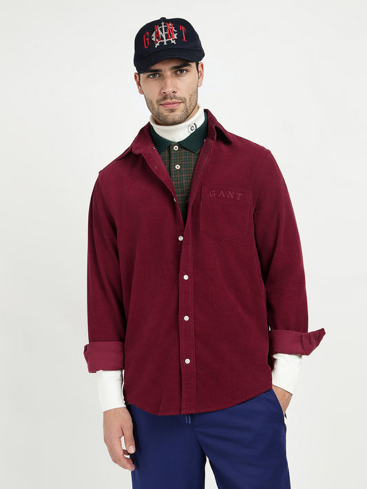 Gant Men Red Solid Collar Shirt