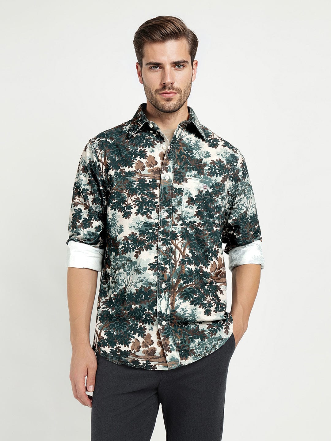 Gant Men Green Printed Collar Shirt