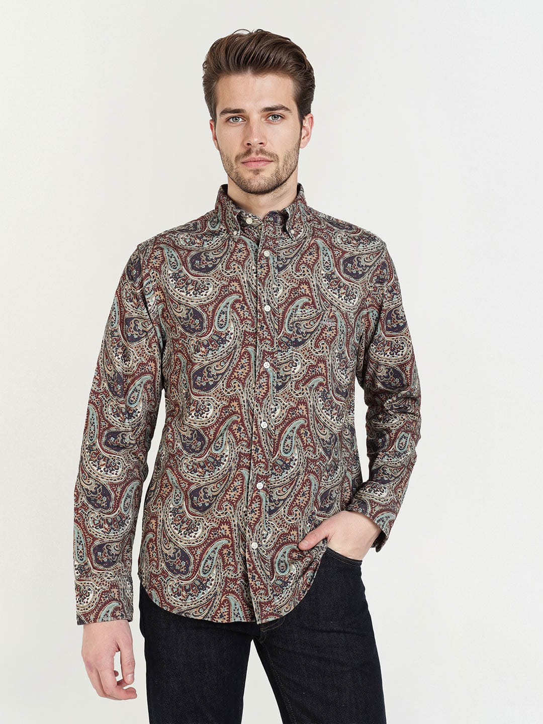 Gant Men Red Printed Collar Shirt