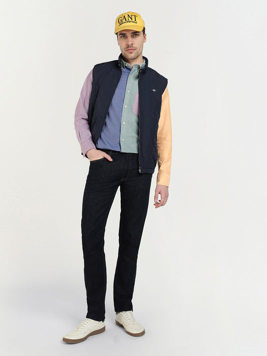 Gant Men Blue Coloublocked Collar Shirt