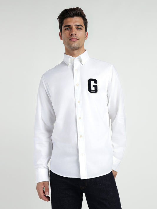 Gant Men White Solid Collar Shirt