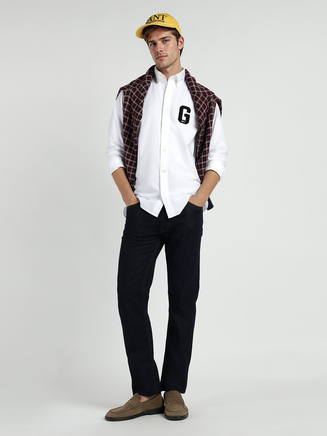 Gant Men White Solid Collar Shirt