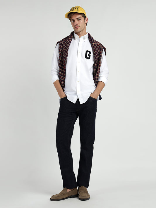 Gant Men White Solid Collar Shirt