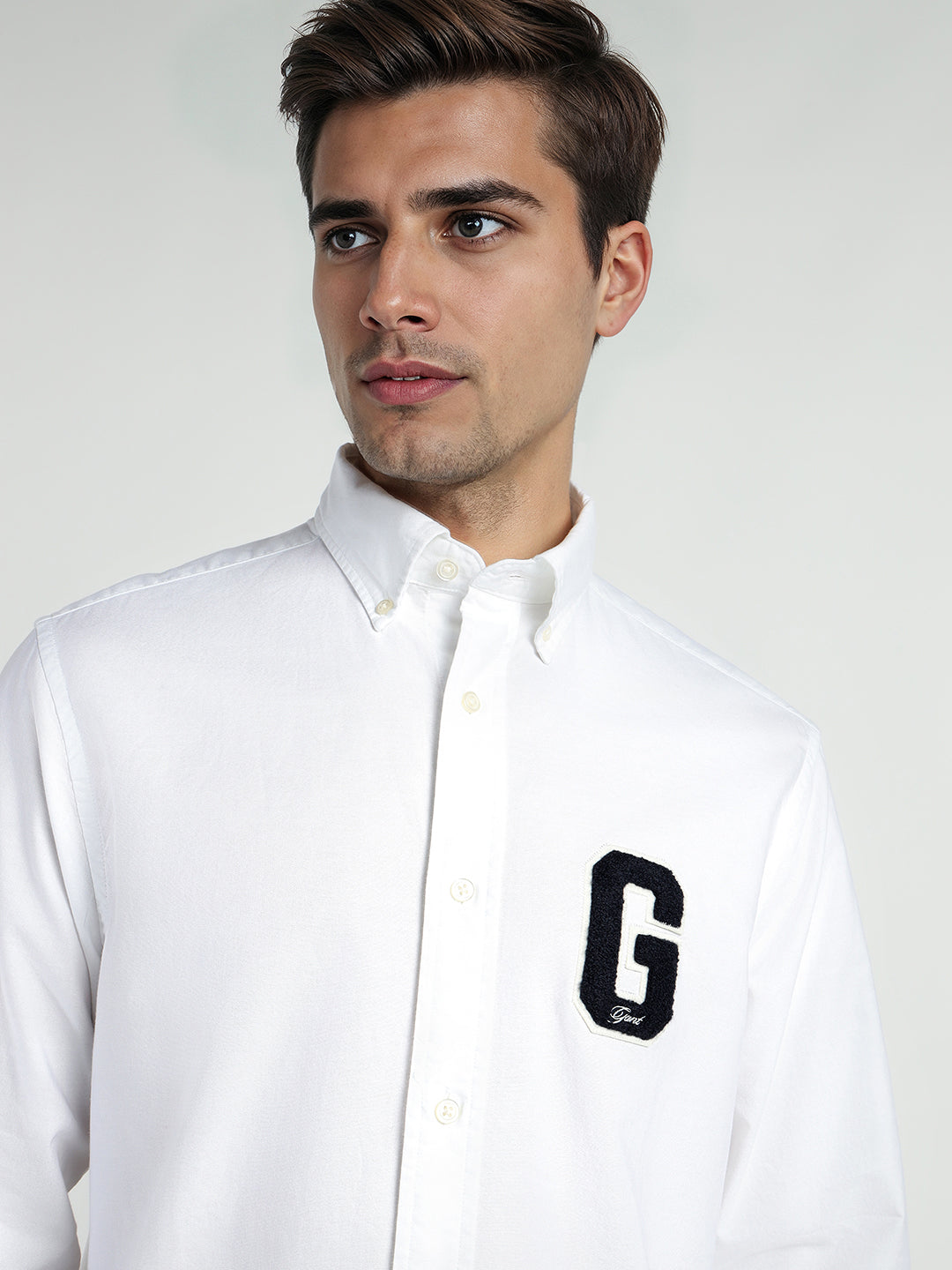 Gant Men White Solid Collar Shirt