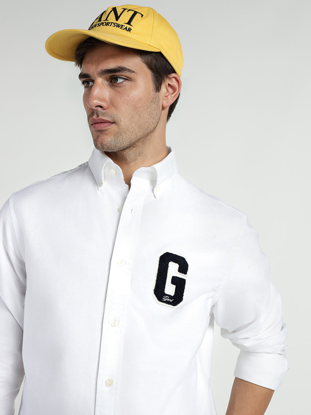 Gant Men White Solid Collar Shirt