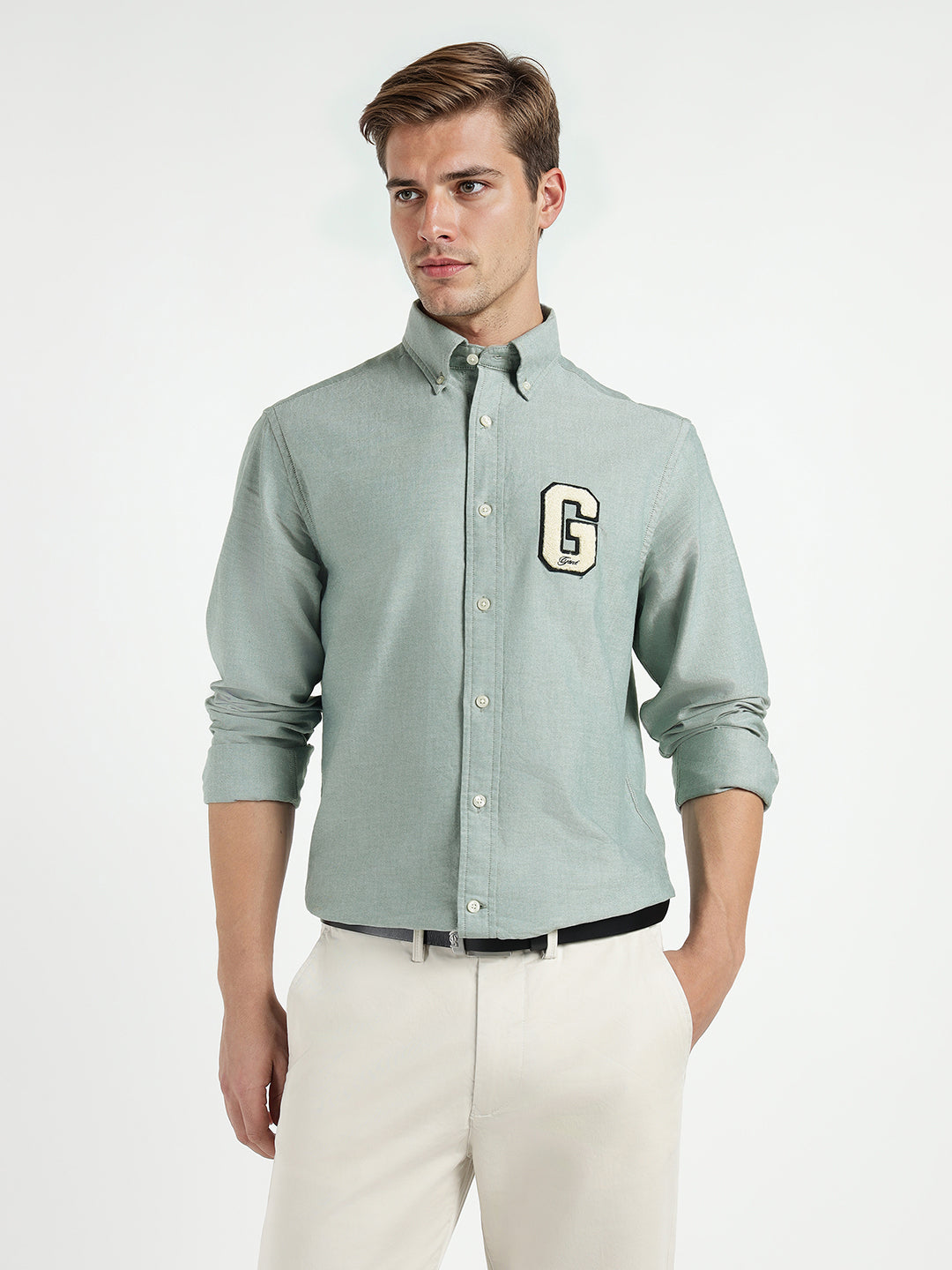 Gant Men Green Solid Collar Shirt