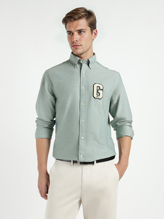 Gant Men Green Solid Collar Shirt