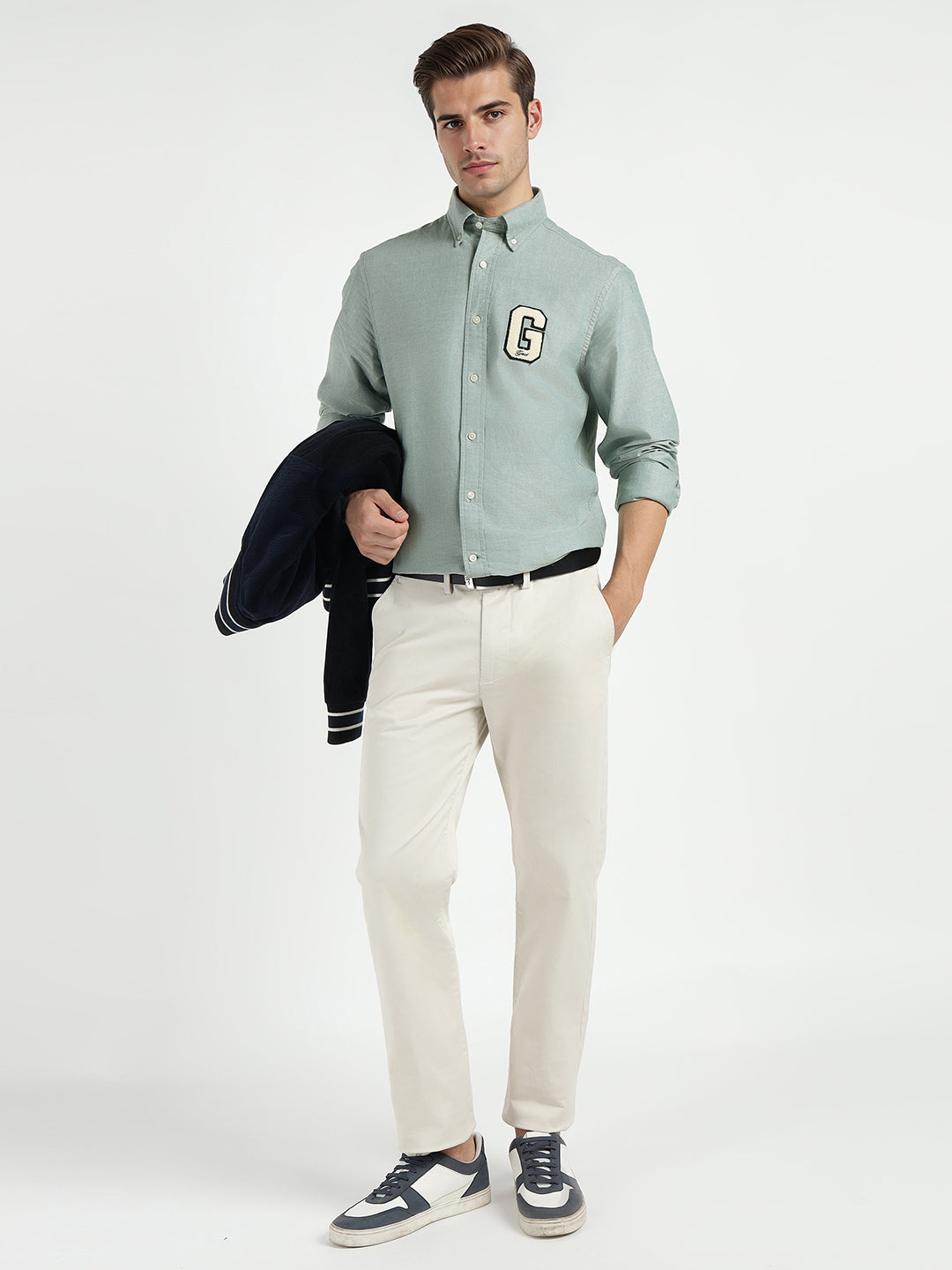 Gant Men Green Solid Collar Shirt