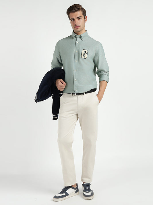 Gant Men Green Solid Collar Shirt