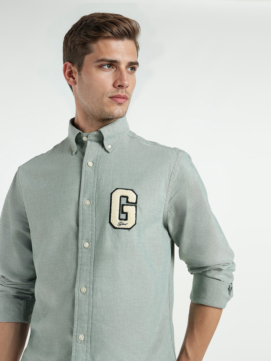 Gant Men Green Solid Collar Shirt