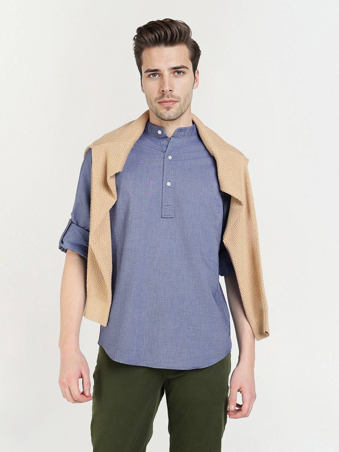 Gant Men Blue Solid Collar Shirt