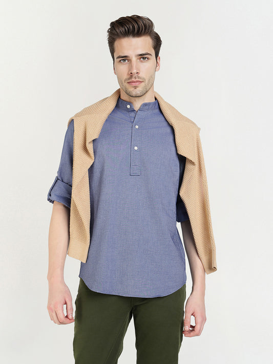 Gant Men Blue Solid Collar Shirt