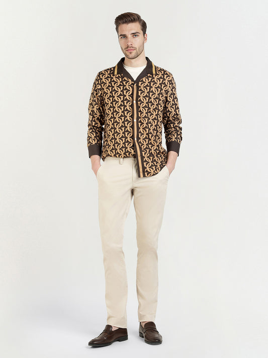 Gant Men Khaki Printed Collar Shirt