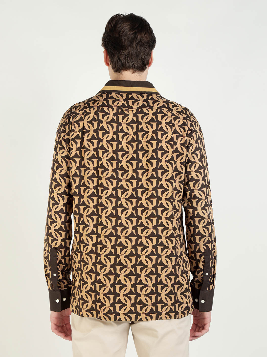 Gant Men Khaki Printed Collar Shirt