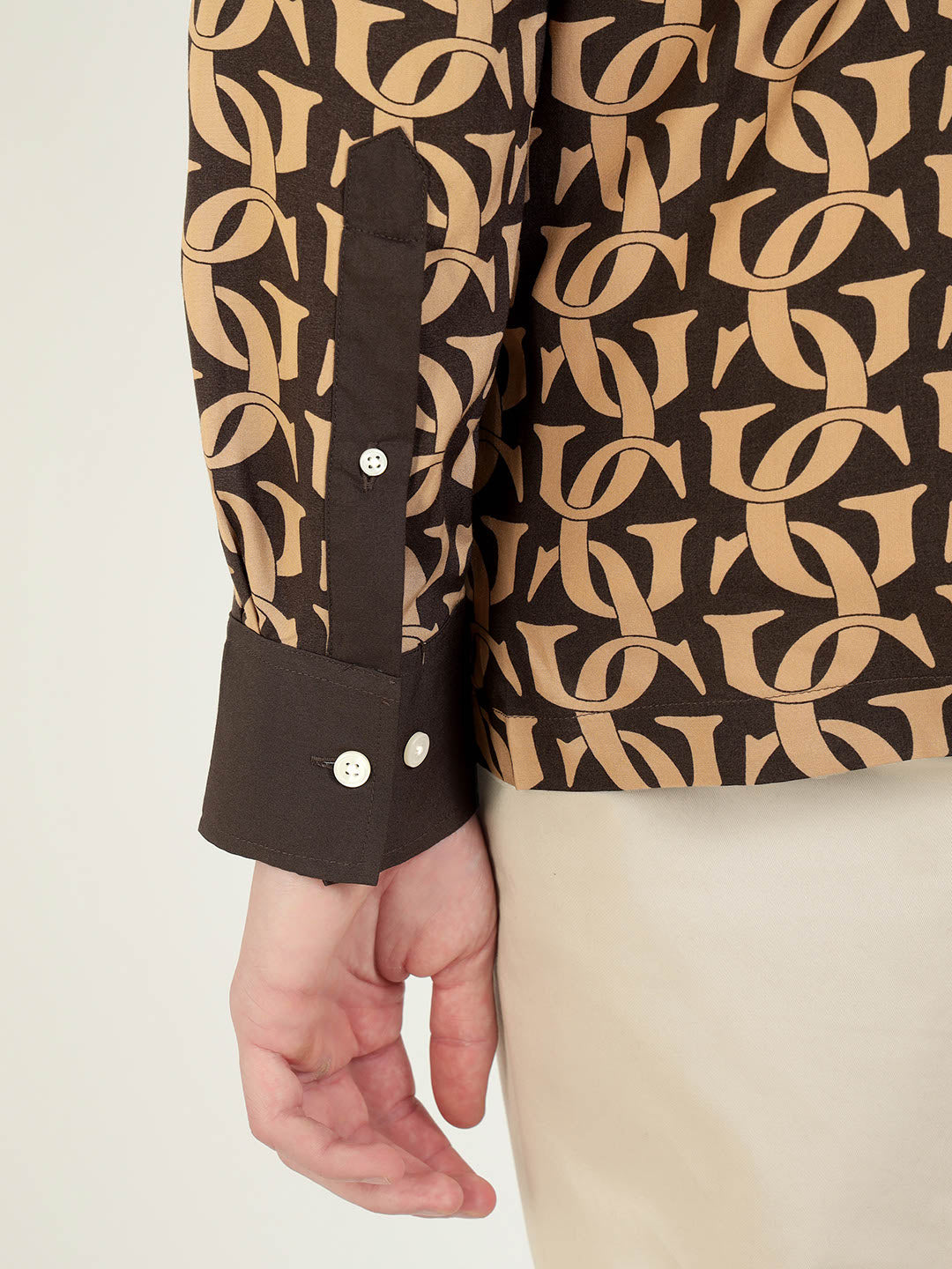 Gant Men Khaki Printed Collar Shirt