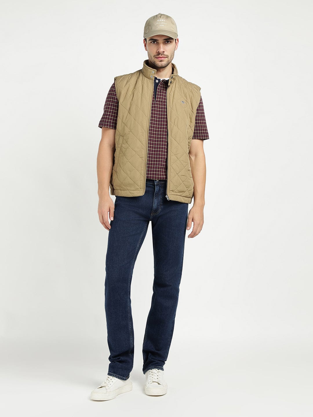 Gant Men Khaki Solid Collar Jacket