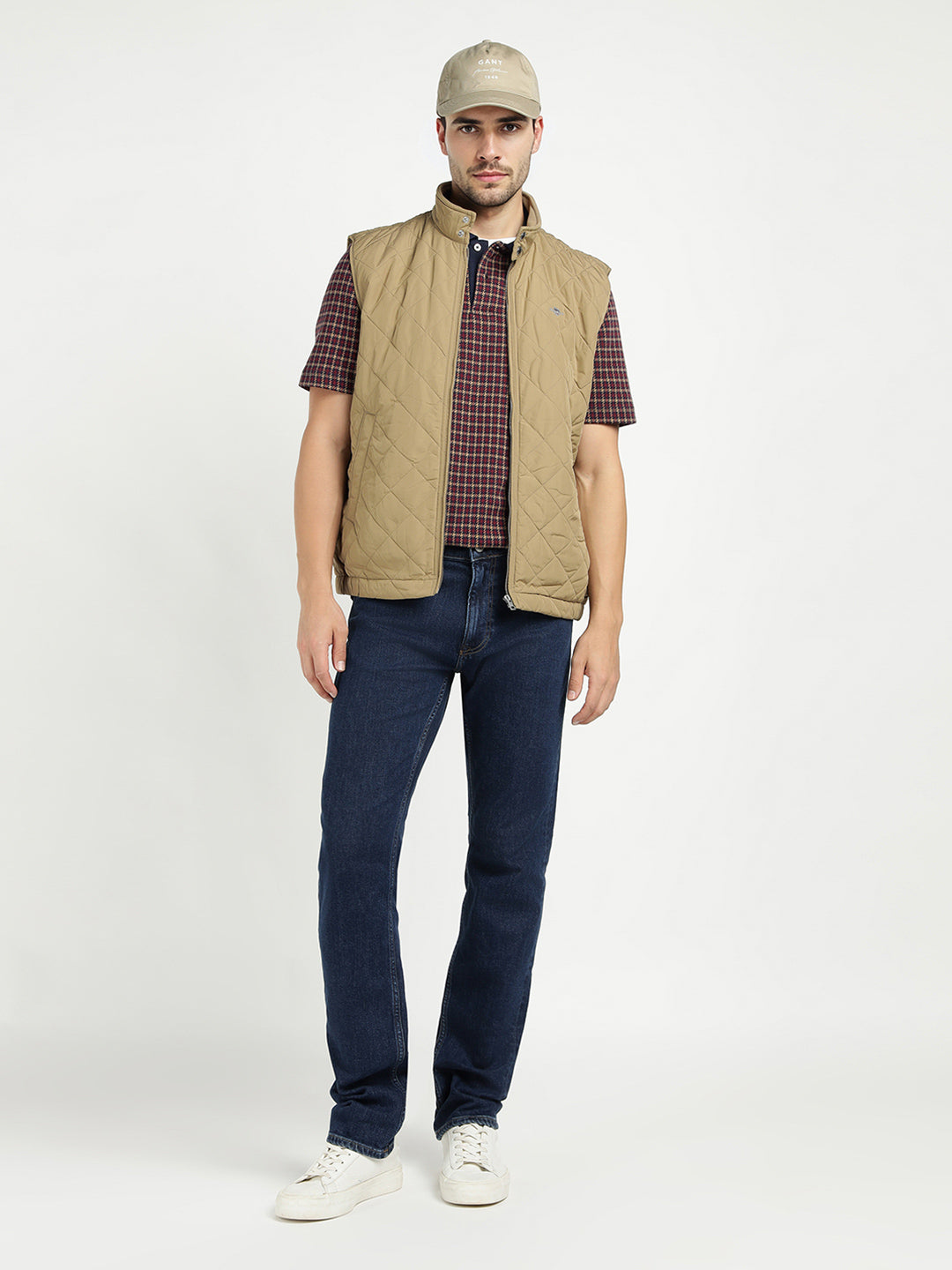Gant Men Khaki Solid Collar Jacket